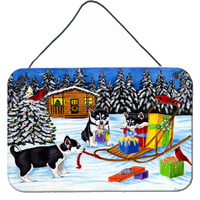 "Caroline's Treasures Christmas Mush Siberian Husky Wall or Door Hanging Prints AMB1318DS812, 8""H x 12""W, Multicolor"