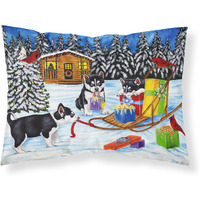 "Caroline's Treasures Christmas Mush Siberian Husky Fabric Standard Pillowcase AMB1318PILLOWCASE, Multicolor"