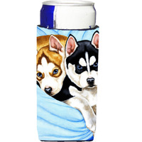 "Caroline's Treasures Snow Angels Siberian Husky Michelob Ultra Koozies for Slim Cans, Multicolor"