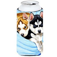 "Caroline's Treasures Snow Angels Siberian Husky Tall Boy Koozie Hugger, Multicolor"