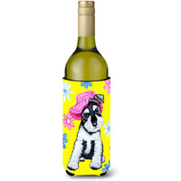 "Caroline's Treasures Spring Cutie Schnauzer Wine Bottle Koozie Hugger, 750ml, Multicolor"