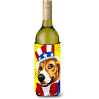"Caroline's Treasures Unble Sam's USA Beagle Wine Bottle Koozie Hugger, 750ml, Multicolor"