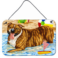 "Caroline's Treasures Beach Bum Staffie Wall or Door Hanging Prints AMB1338DS812, 8""H x 12""W, Multicolor"