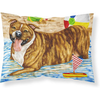"Caroline's Treasures Beach Bum Staffie Fabric Standard Pillowcase AMB1338PILLOWCASE, Multicolor"