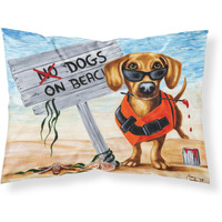 "Caroline's Treasures The Dog Beach Dachshund Fabric Standard Pillowcase AMB1341PILLOWCASE, Multicolor"