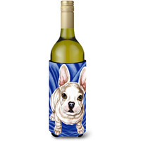 "Caroline's Treasures Diamond In Blue French Bulldog Wine Bottle Koozie Hugger, 750ml, Multicolor"