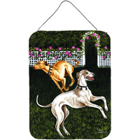 "Caroline's Treasures Rose Garden Frolick Greyhounds Wall or Door Hanging Prints AMB1354DS1216, 16HX12W, Multicolor"