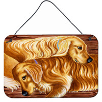 "Caroline's Treasures Zeus and Chloie the Golden Retrievers Wall or Door Hanging Prints AMB1387DS812, 8""H x 12""W, Multicolor"