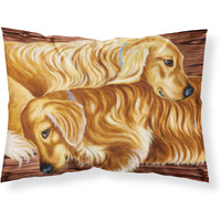 "Caroline's Treasures Zeus and Chloie the Golden Retrievers Fabric Standard Pillowcase AMB1387PILLOWCASE, Multicolor"