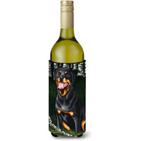 "Caroline's Treasures Backwoods Companion Rottweiler Wine Bottle Koozie Hugger, 750ml, Multicolor"
