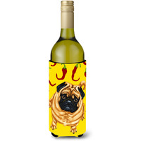 "Caroline's Treasures Pick A Pepper Pug Wine Bottle Koozie Hugger, 750ml, Multicolor"