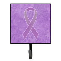 "Caroline's Treasures AN1200SH4 Lavender Ribbon For All Cancer Awareness Leash or Key Holder, Small, Multicolor"