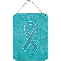 "Caroline's Treasures Teal Ribbon for Ovarian Cancer Awareness Wall or Door Hanging Prints, 16"" x 12"""