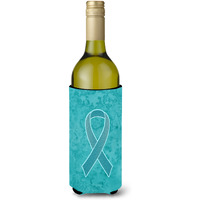 Teal Ribbon for Ovarian Cancer Awareness Wine Bottle Beverage Insulator Hugger AN1201LITERK