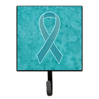 "Caroline's Treasures AN1201SH4 Teal Ribbon For Ovarian Cancer Awareness Leash or Key Holder, Small, Multicolor"