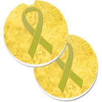 "Caroline's Treasures Yellow Ribbon For Sarcoma, Bone or Bladder Cancer Awareness Set of 2 Cup Holder Car Coasters AN1203CARC, 2.56, Multicolor"