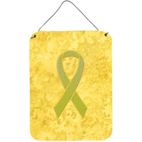 "Caroline's Treasures Yellow Ribbon for Sarcoma, Bone or Bladder Cancer Awareness Wall or Door Hanging Prints, 16"" x 12"""