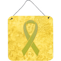 "Caroline's Treasures Yellow Ribbon for Sarcoma, Bone or Bladder Cancer Awareness Wall or Door Hanging Prints, 6 x 6"""
