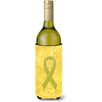 "Yellow Ribbon for Sarcoma, Bone or Bladder Cancer Awareness Wine Bottle Beverage Insulator Hugger AN1203LITERK"