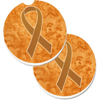 "Caroline's Treasures Orange Ribbon For Leukemia Awareness Set of 2 Cup Holder Car Coasters AN1204CARC, 2.56, Multicolor"