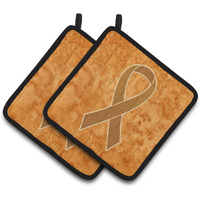 "Caroline's Treasures Orange Ribbon For Leukemia Awareness Pair of Pot Holders AN1204PTHD, 7.5HX7.5W, Multicolor"