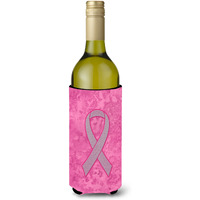 Pink Ribbon for Breast Cancer Awareness Wine Bottle Beverage Insulator Hugger AN1205LITERK