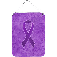 "Caroline's Treasures Purple Ribbon for Pancreatic and Leiomyosarcoma Cancer Awareness Wall or Door Hanging Prints, 16"" x 12"""