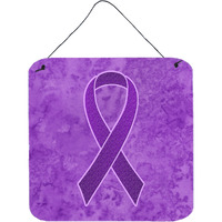 "Caroline's Treasures Purple Ribbon for Pancreatic and Leiomyosarcoma Cancer Awareness Wall or Door Hanging Prints, 6 x 6"""