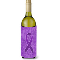 Purple Ribbon for Pancreatic and Leiomyosarcoma Cancer Awareness Wine Bottle Beverage Insulator Hugger AN1207LITERK
