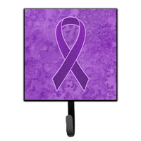 "Caroline's Treasures AN1207SH4 Purple Ribbon For Pancreatic and Leiomyosarcoma Cancer Awareness Leash or Key Holder, Small, Multicolor"