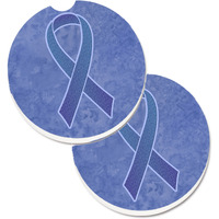 "Caroline's Treasures Periwinkle Blue Ribbon For Esophageal & Stomach Cancer Awareness Set of 2 Cup Holder Car Coasters AN1208CARC, 2.56, Multicolor"