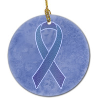 Periwinkle Blue Ribbon for Esophageal and Stomach Cancer Awareness Ceramic Ornament AN1208CO1