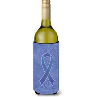 Periwinkle Blue Ribbon for Esophageal and Stomach Cancer Awareness Wine Bottle Beverage Insulator Hugger AN1208LITERK
