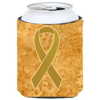 Gold Ribbon for Childhood Cancers Awareness Can or Bottle Hugger AN1209CC