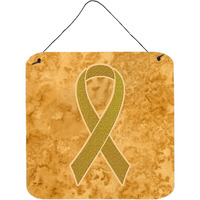 "Caroline's Treasures Gold Ribbon for Childhood Cancers Awareness Wall or Door Hanging Prints, 6 x 6"""