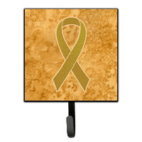 "Caroline's Treasures AN1209SH4 Gold Ribbon For Childhood Cancers Awareness Leash or Key Holder, Small, Multicolor"
