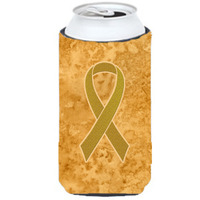 Gold Ribbon for Childhood Cancers Awareness Tall Boy Beverage Insulator Hugger AN1209TBC
