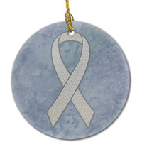 Clear Ribbon for Lung Cancer Awareness Ceramic Ornament AN1210CO1