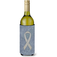 Clear Ribbon for Lung Cancer Awareness Wine Bottle Beverage Insulator Hugger AN1210LITERK