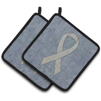 "Caroline's Treasures Clear Ribbon For Lung Cancer Awareness Pair of Pot Holders AN1210PTHD, 7.5HX7.5W, Multicolor"