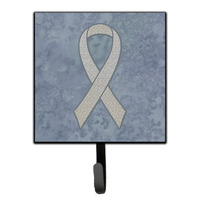 "Caroline's Treasures AN1210SH4 Clear Ribbon For Lung Cancer Awareness Leash or Key Holder, Small, Multicolor"
