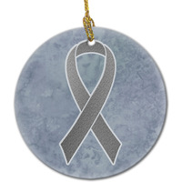 Grey Ribbon for Brain Cancer Awareness Ceramic Ornament AN1211CO1