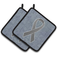 "Caroline's Treasures Grey Ribbon For Brain Cancer Awareness Pair of Pot Holders AN1211PTHD, 7.5HX7.5W, Multicolor"