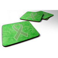 "Caroline's Treasures AN1212FC Lime Green Ribbon for Lymphoma Cancer Awareness Foam Coaster (Set of 4), 3.5"" H x 3.5"" W, Multicolor"