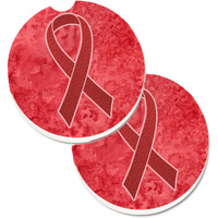 "Caroline's Treasures Red Ribbon For Aids Awareness Set of 2 Cup Holder Car Coasters AN1213CARC, 2.56, Multicolor"