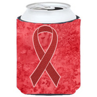 Red Ribbon for Aids Awareness Can or Bottle Hugger AN1213CC