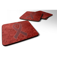 "Caroline's Treasures AN1214FC Burgundy Ribbon for Multiple Myeloma Cancer Awareness Foam Coaster (Set of 4), 3.5"" H x 3.5"" W, Multicolor"