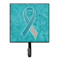 "Caroline's Treasures AN1215SH4 Teal and White Ribbon For Cervical Cancer Awareness Leash or Key Holder, Small, Multicolor"