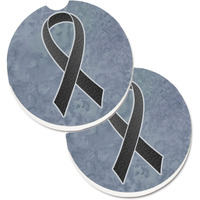 "Caroline's Treasures black Ribbon For Melanoma Cancer Awareness Set of 2 Cup Holder Car Coasters AN1216CARC, 2.56, Multicolor"