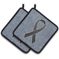 "Caroline's Treasures black Ribbon For Melanoma Cancer Awareness Pair of Pot Holders AN1216PTHD, 7.5HX7.5W, Multicolor"